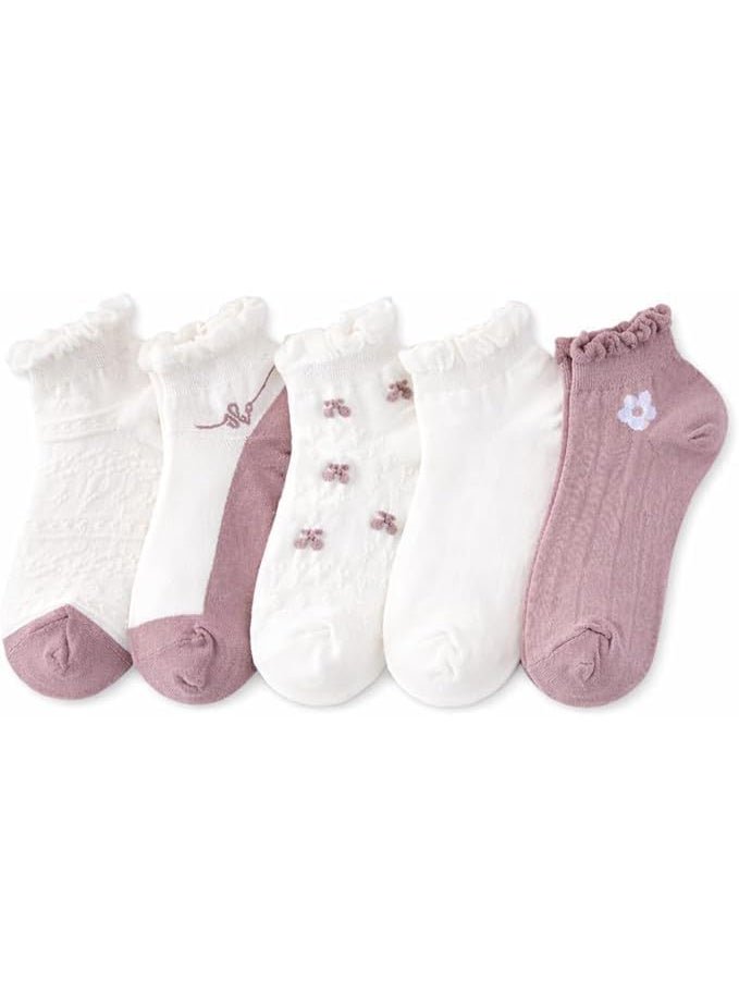 trendora women s cotton blend ankle socks 5 pairs 1 pair هدية mixed colours plain weave regular مقاس casual راحة modern style هدية